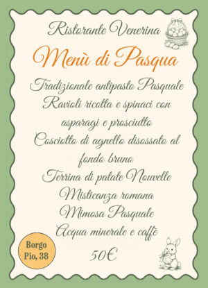 Acconto Menù di Pasqua 2026
